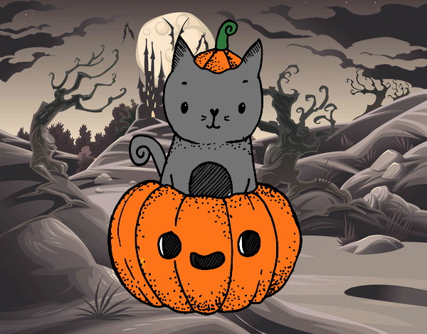 Un gatito de Halloween