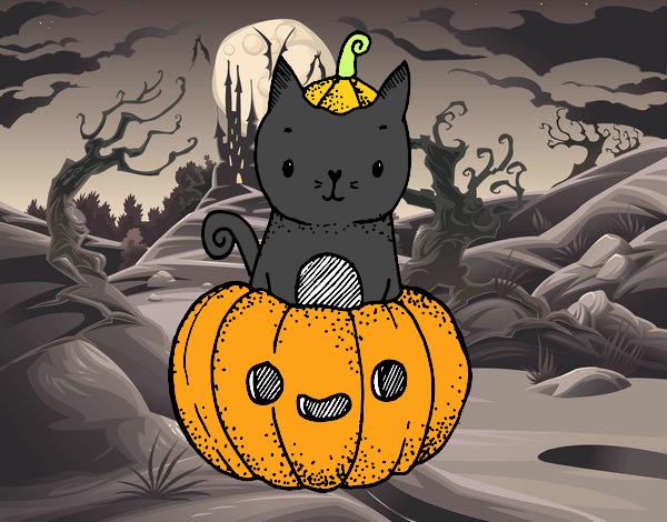 Un gatito de Halloween