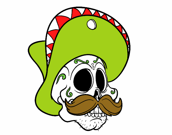 Calavera mejicana con bigote