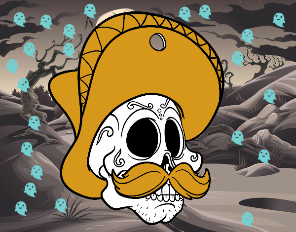 Calavera mejicana con bigote