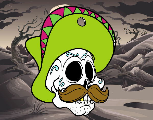 Calavera mejicana con bigote