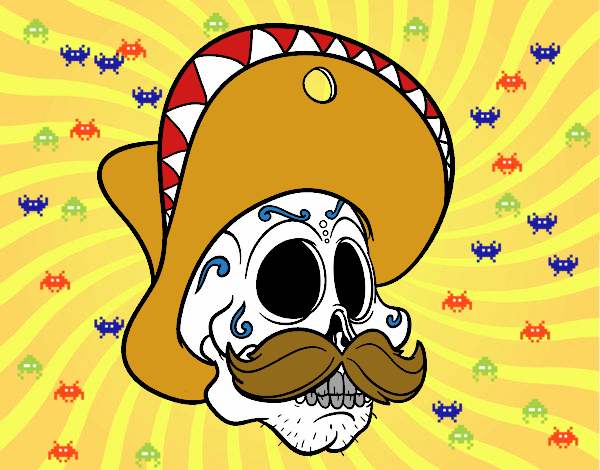 Calavera mejicana con bigote