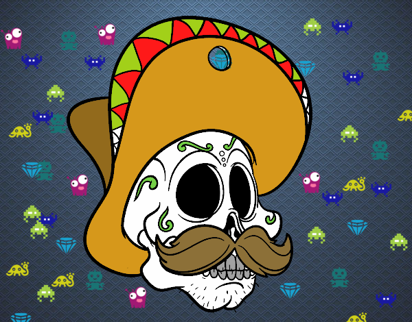 Calavera mejicana con bigote