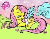 Fluttershy con un conejito