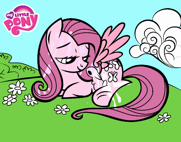 Fluttershy con un conejito