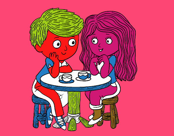 Niños tomando café