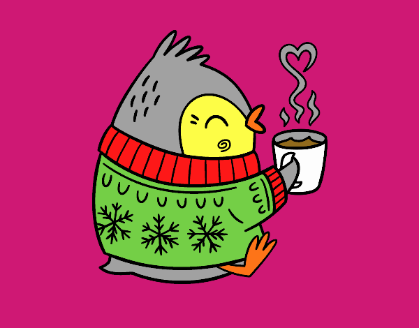 Pajarito tomando un té