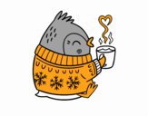 Pajarito tomando un té