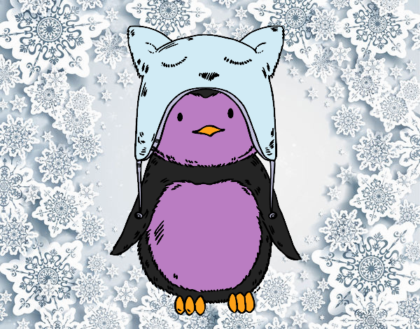 Pingüino con gorrito divertido