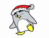 Pingüino con gorro de Navidad