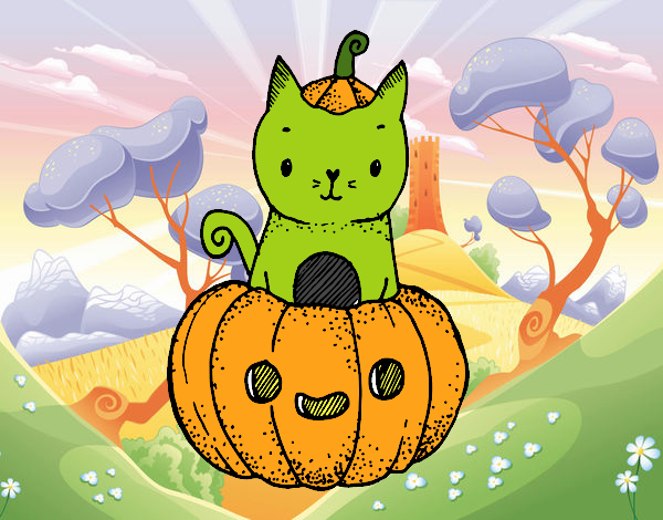 Un gatito de Halloween