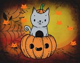 Un gatito de Halloween