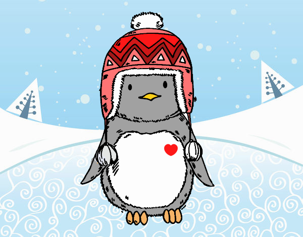 Bebé pingüino con gorrito