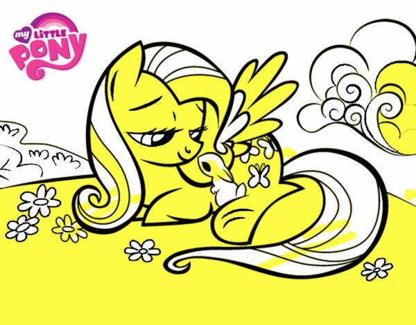 Fluttershy con un conejito