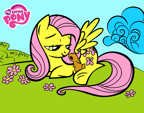 Fluttershy con un conejito