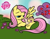 Fluttershy con un conejito