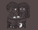 Niños tomando café