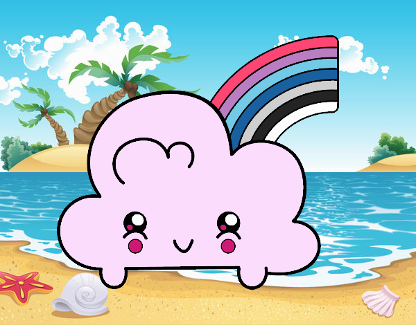 Nube con arco iris kawaii