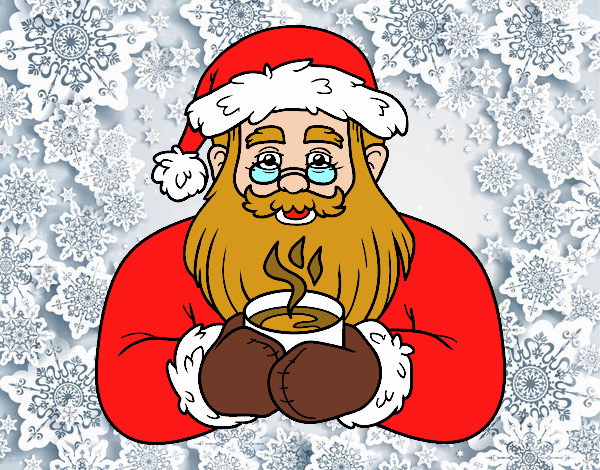 Papá Noel con taza de café