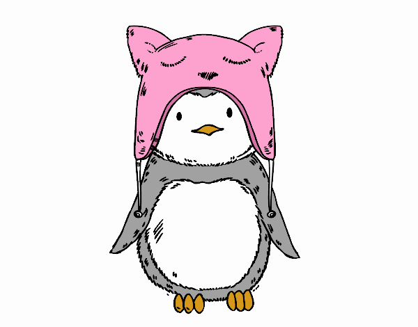 Pingüino con gorrito divertido