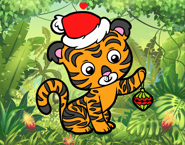 Lindo tigre de navidad