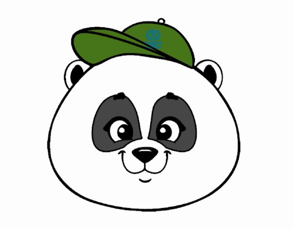 Cara de oso panda con gorro