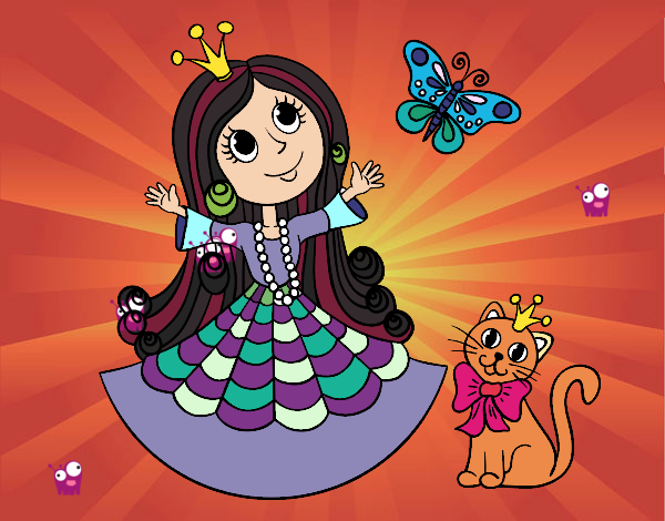 Princesa con gato y mariposa