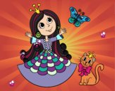 Princesa con gato y mariposa