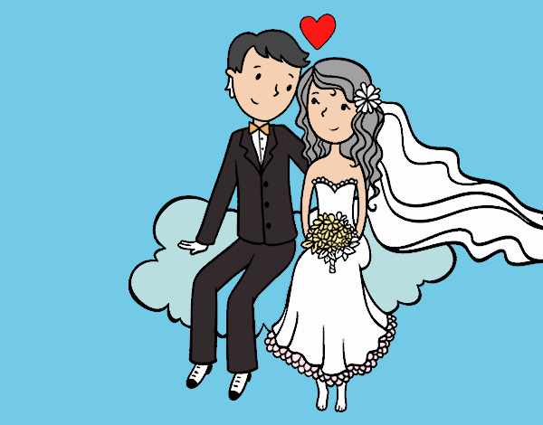 Recién casados en una nube