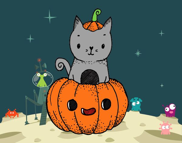 Un gatito de Halloween