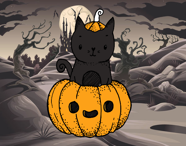 Un gatito de Halloween