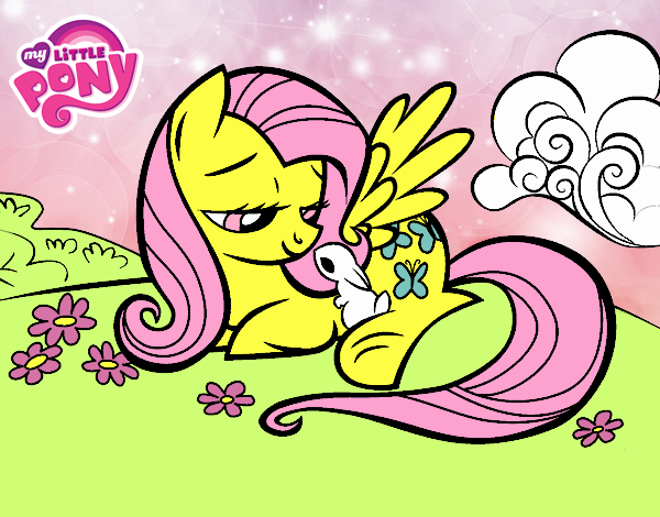 Fluttershy con un conejito