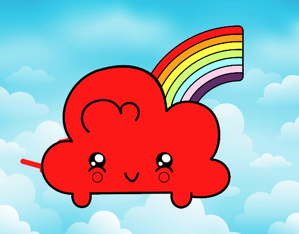 Nube con arco iris kawaii