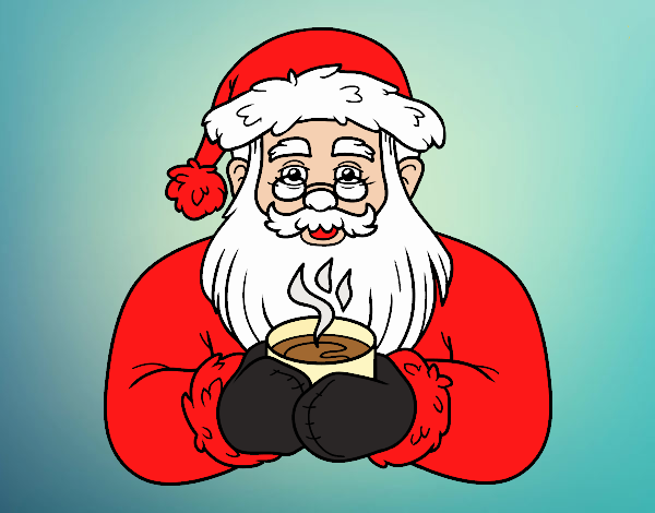 Papá Noel con taza de café