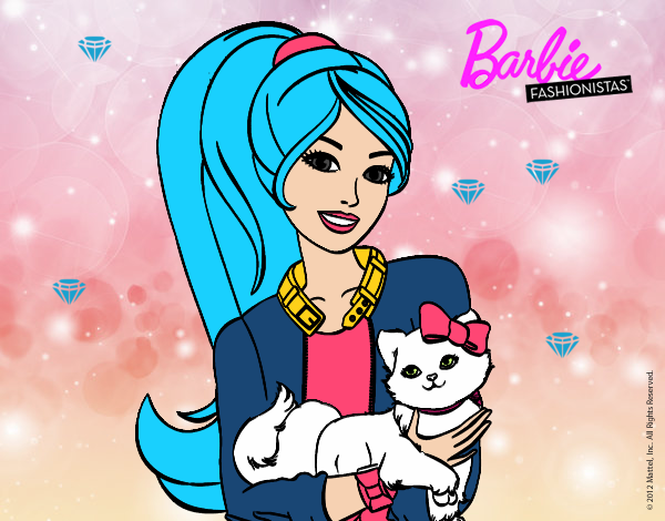 Barbie con su linda gatita