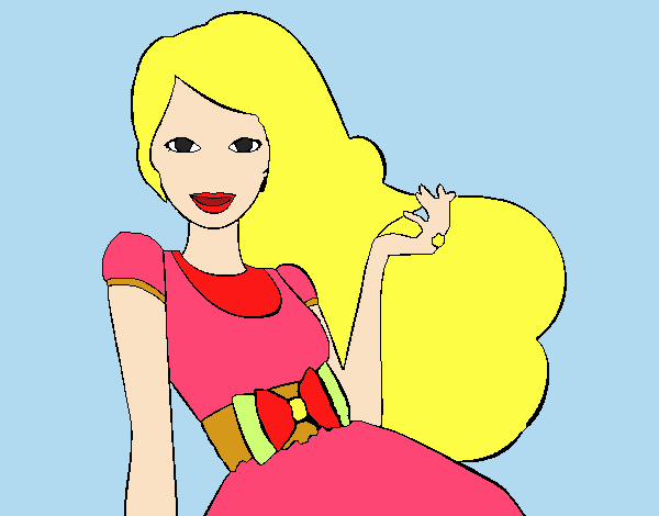 Barbie con su vestido con lazo