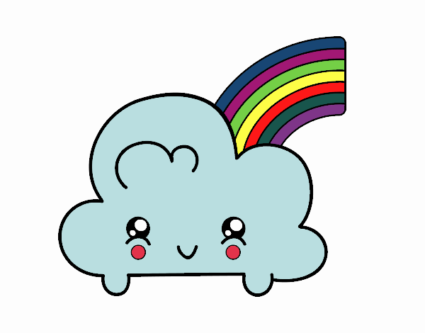 Nube con arco iris kawaii