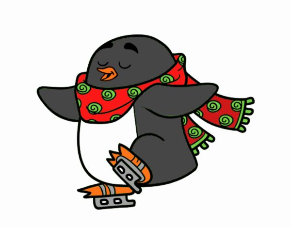 Pingüino patinando sobre hielo