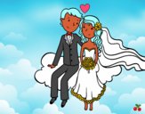 Recién casados en una nube