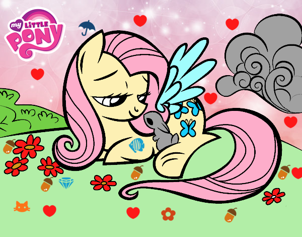 Fluttershy con un conejito