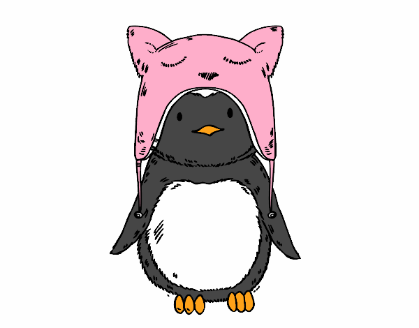 Pingüino con gorrito divertido