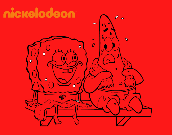 Bob Esponja y Patricio en bañador