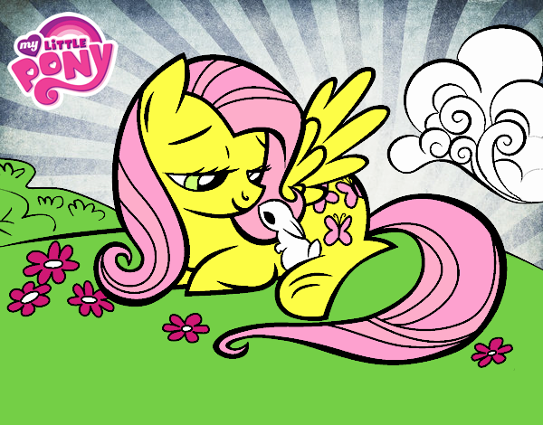 Fluttershy con un conejito