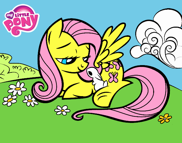 Fluttershy con un conejito