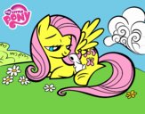 Fluttershy con un conejito