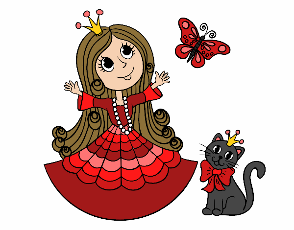 Princesa con gato y mariposa