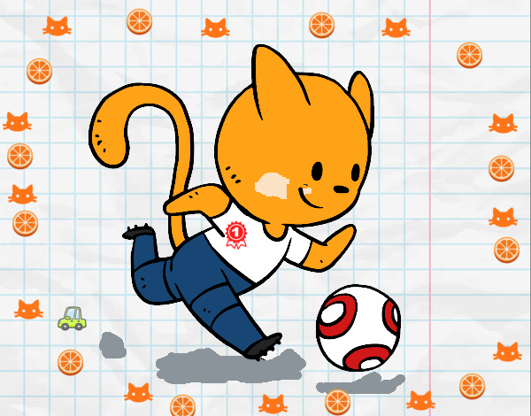 Gato jugando a fútbol