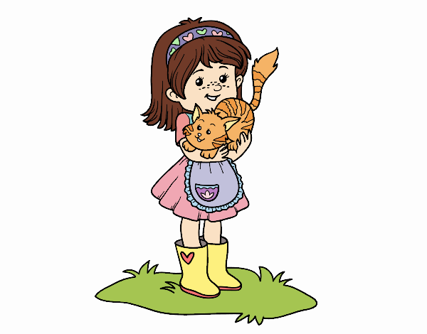 Niña con gatito