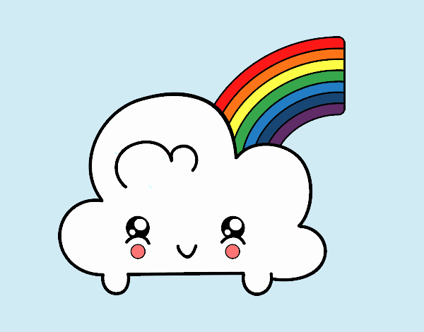 Nube con arco iris kawaii