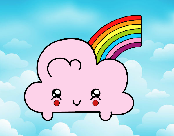 Nube con arco iris kawaii